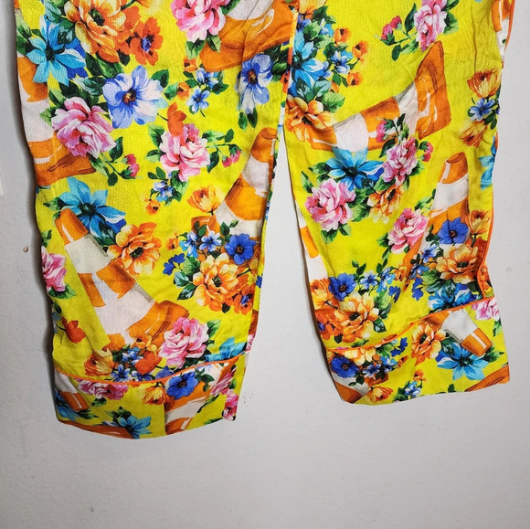 Moschino Couture Silk Traffic Cone Floral Pull On Pants Construction Size 8 - Picture 14 of 16